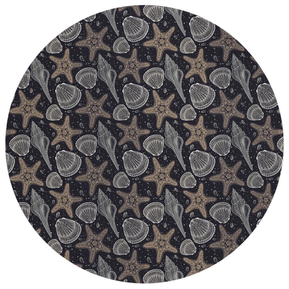 IndoorOutdoor Seabreeze SZ4 Black Washable 8 x 8 Round Rug