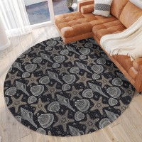 IndoorOutdoor Seabreeze SZ4 Black Washable 8 x 8 Round Rug