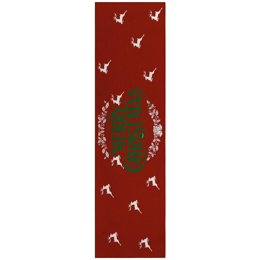 IndoorOutdoor Wonderland WN6 Red Washable 23 x 76 Runner Rug