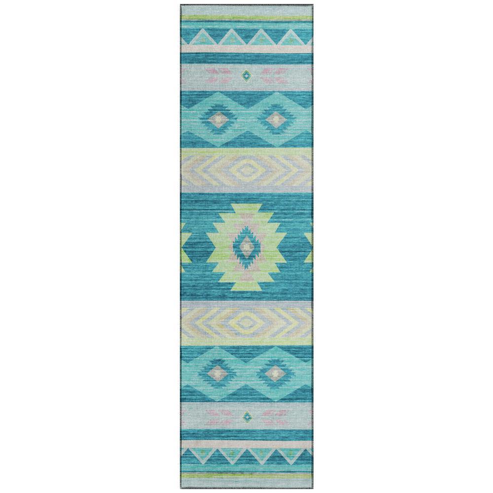 IndoorOutdoor Phoenix PH3 Teal Washable 23 x 76 Runner Rug