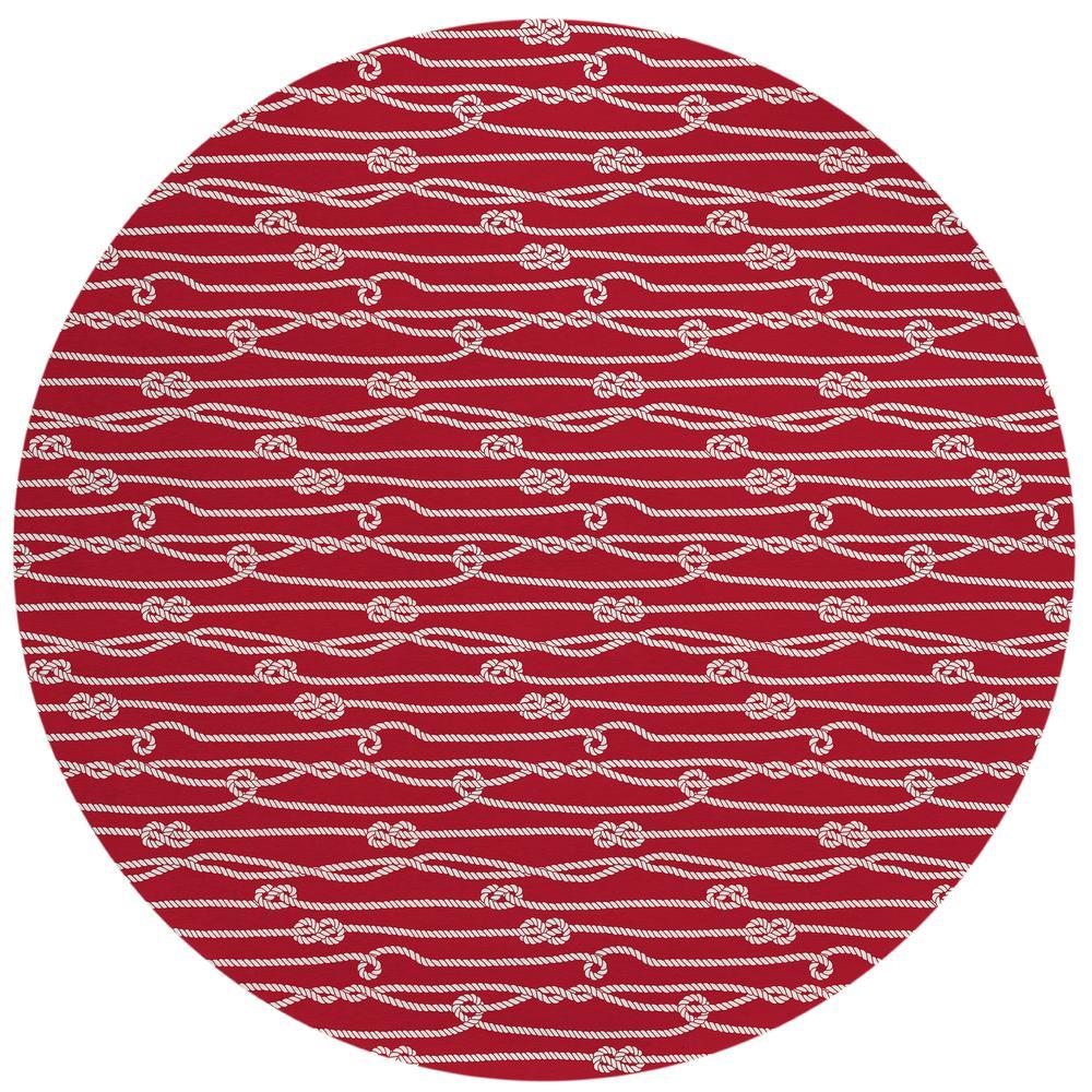 IndoorOutdoor Harbor HA7 Red Washable 8 x 8 Round Rug