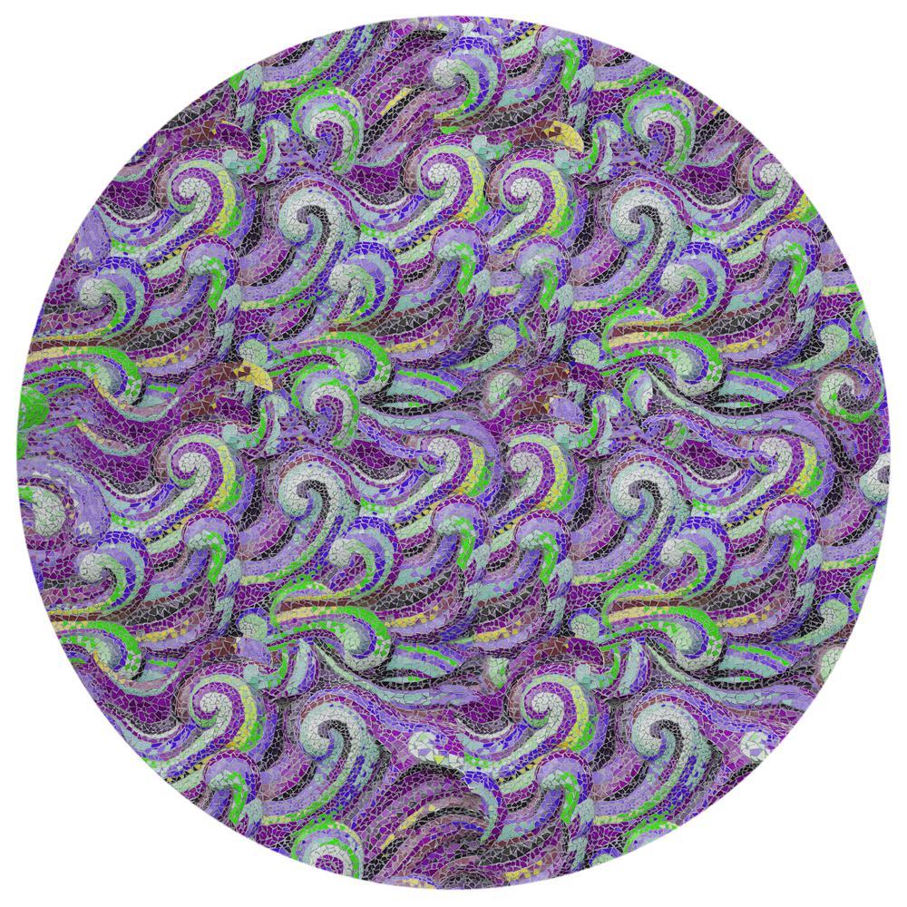 IndoorOutdoor Seabreeze SZ14 Violet Washable 8 x 8 Round Rug