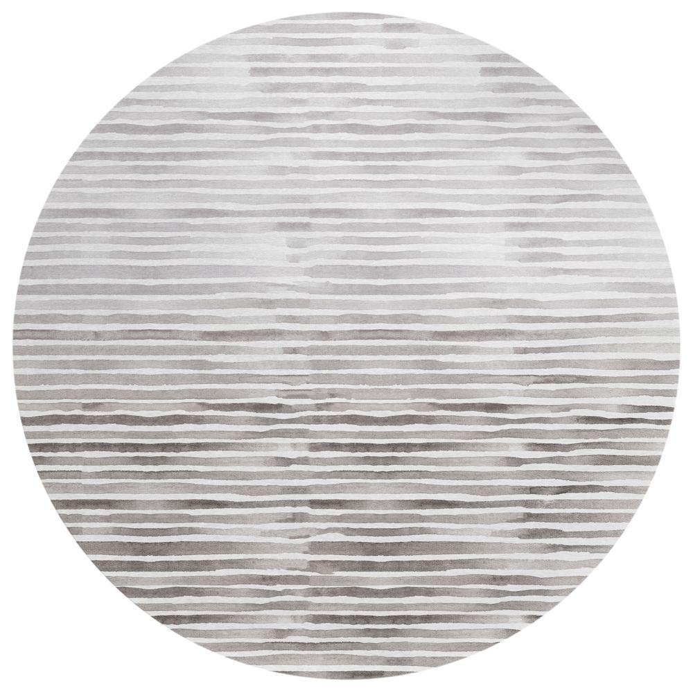 IndoorOutdoor Seabreeze SZ8 Pewter Washable 8 x 8 Round Rug