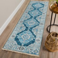 IndoorOutdoor Marbella MB1 Indigo Washable 23 x 12 Runner Rug