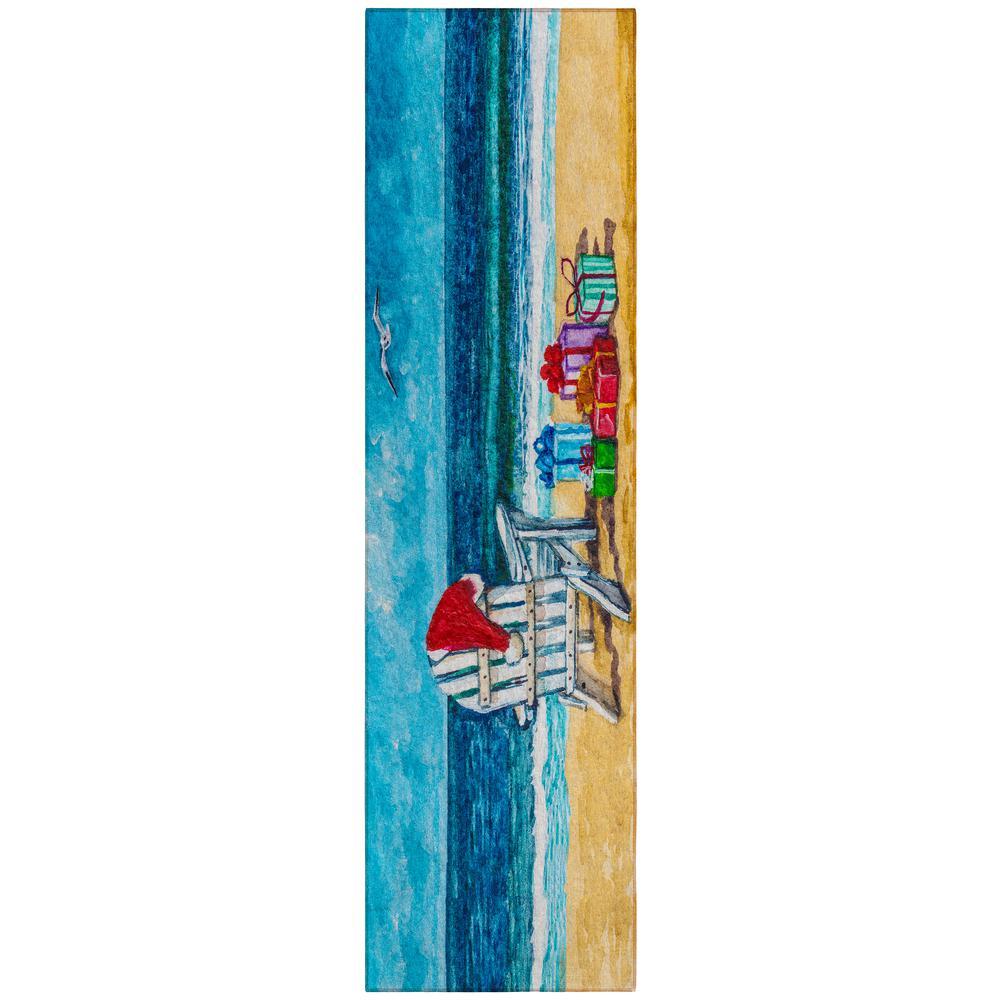 IndoorOutdoor Wonderland WN9 Ocean Washable 23 x 76 Runner Rug