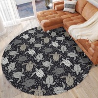 IndoorOutdoor Seabreeze SZ13 Black Washable 8 x 8 Round Rug