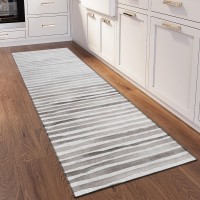 IndoorOutdoor Seabreeze SZ8 Pewter Washable 23 x 76 Runner Rug