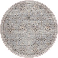 IndoorOutdoor Marbella MB4 Silver Washable 4 x 4 Round Rug