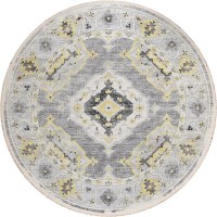 IndoorOutdoor Marbella MB1 Grey Washable 4 x 4 Round Rug