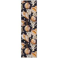 IndoorOutdoor Seabreeze SZ6 Black Washable 23 x 76 Runner Rug