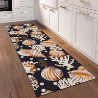 IndoorOutdoor Seabreeze SZ6 Black Washable 23 x 76 Runner Rug