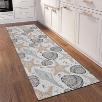 IndoorOutdoor Seabreeze SZ4 Silver Washable 23 x 76 Runner Rug