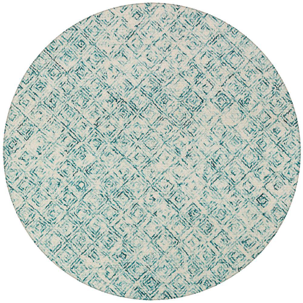 Zoe ZZ1 Teal 4 x 4 Round Rug