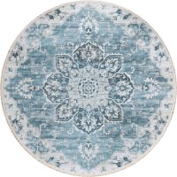 IndoorOutdoor Marbella MB3 Denim Washable 4 x 4 Round Rug