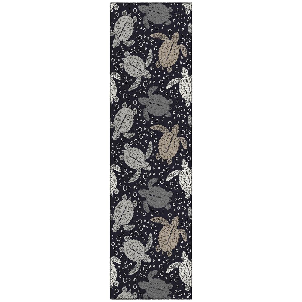 IndoorOutdoor Seabreeze SZ13 Black Washable 23 x 76 Runner Rug