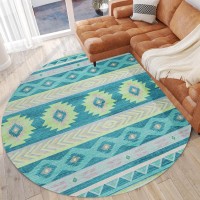 IndoorOutdoor Phoenix PH3 Teal Washable 8 x 8 Round Rug