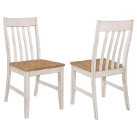 Kirby Slat Back Side Chair Set of 2 Natural and Rustic Off White