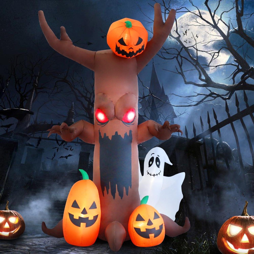 Shdejtg 9Ft Ghost Pumpkin Tree Halloween Outdoor Inflatable Decoration Outdoor Decoration With Led Lights Holiday Inflatable D