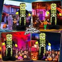 Micocah Halloween Inflatables Outdoor Decorations 7 Ft Giant Frankenstein Monster With Skeleton Pattern Bulitin Leds Hallowe