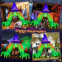 Micocah Halloween Inflatables 12Ft Green Witch Archway Outdoor Decorations With Glowing Red Eyes Buildin Leds Tethers Stakes