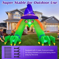 Micocah Halloween Inflatables 12Ft Green Witch Archway Outdoor Decorations With Glowing Red Eyes Buildin Leds Tethers Stakes