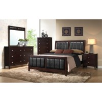 Carlton 5piece Full Upholstered Bedroom Set Cappuccino and Black