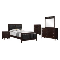 Carlton 5piece Full Upholstered Bedroom Set Cappuccino and Black