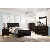 Carlton 5piece Full Upholstered Bedroom Set Cappuccino and Black