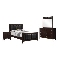 Carlton 4piece Full Upholstered Bedroom Set Cappuccino and Black