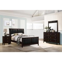 Carlton 4piece Full Upholstered Bedroom Set Cappuccino and Black