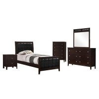 Carlton 5piece Twin Upholstered Bedroom Set Cappuccino and Black