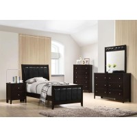 Carlton 5piece Twin Upholstered Bedroom Set Cappuccino and Black