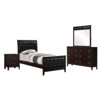 Carlton 4piece Twin Upholstered Bedroom Set Cappuccino and Black