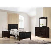 Carlton 4piece Twin Upholstered Bedroom Set Cappuccino and Black