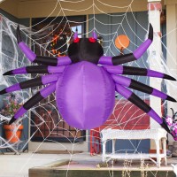 Comin Halloween Inflatables Outdoor Decorations 9 Ft Width Spider Blow Up Yard Decoration With Builtin Led For Yard Garden Par