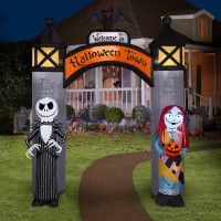 Nightmare Before Christmas Airblown Inflatable Nbc Welcome To Halloween Town Archway Disney  8.5 Ft Tall  Grey