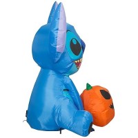 Gemmy Airblown Stitch W/Jol Disney  3 Ft Tall  Multi