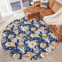 IndoorOutdoor Seabreeze SZ6 Navy Washable 8 x 8 Round Rug