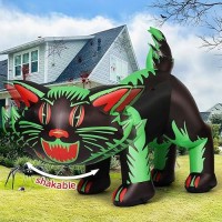 Goosh 7 Ft Halloween Inflatables Cat Outdoor Decorations Blow Up Yard Cat With Shakable Head With Built-In Leds For Indoor Party Garden Lawn Decor