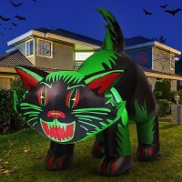 Goosh 7 Ft Halloween Inflatables Cat Outdoor Decorations Blow Up Yard Cat With Shakable Head With Built-In Leds For Indoor Party Garden Lawn Decor