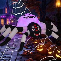 Goosh 5Ft Width Halloween Inflatables Outdoor Decorations Spider With Magic Light Broke Out From Window Blow Up Yard Decoration