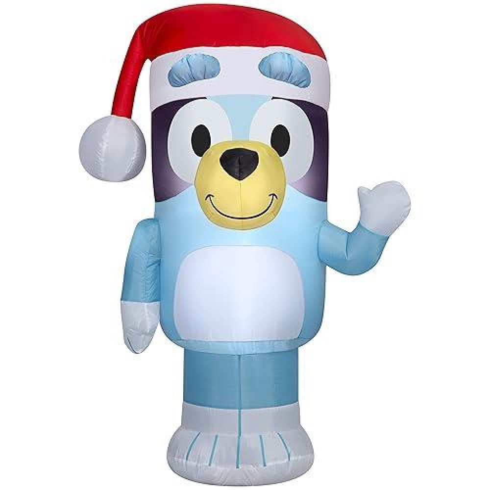 Bluey Christmas Airblown Inflatable In Santa Hat Bluey  3.5 Ft Tall  Blue