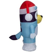 Bluey Christmas Airblown Inflatable In Santa Hat Bluey  3.5 Ft Tall  Blue