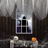 Festicorp 3 In 1 Halloween White Creepy Cloth Set 6 Pcs 30X72 In Cheese Cloths With Spiders And Bats Halloween Netting Spooky