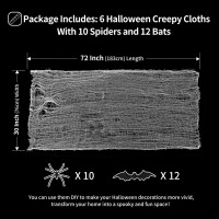 Festicorp 3 In 1 Halloween White Creepy Cloth Set 6 Pcs 30X72 In Cheese Cloths With Spiders And Bats Halloween Netting Spooky