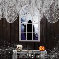 Festicorp 3 In 1 Halloween Grey Creepy Cloth Set 6 Pcs 30X72 In Cheese Cloths With Spiders And Bats Halloween Netting Spooky