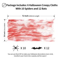 Festicorp 3 In 1 Halloween Scary Creepy Cloth Set 6 Pcs 30X72 In Cheese Cloths With Spiders And Bats Halloween Netting Spooky