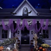 Festicorp 3 In 1 Halloween Purple Creepy Cloth Set 6 Pcs 30X72 In Cheese Cloths With Spiders And Bats Halloween Netting Spook