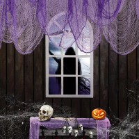 Festicorp 3 In 1 Halloween Purple Creepy Cloth Set 6 Pcs 30X72 In Cheese Cloths With Spiders And Bats Halloween Netting Spook