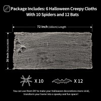 Festicorp 3 In 1 Halloween Beige Creepy Cloth Set 6 Pcs 30X72 In Cheese Cloths With Spiders And Bats Halloween Netting Spooky